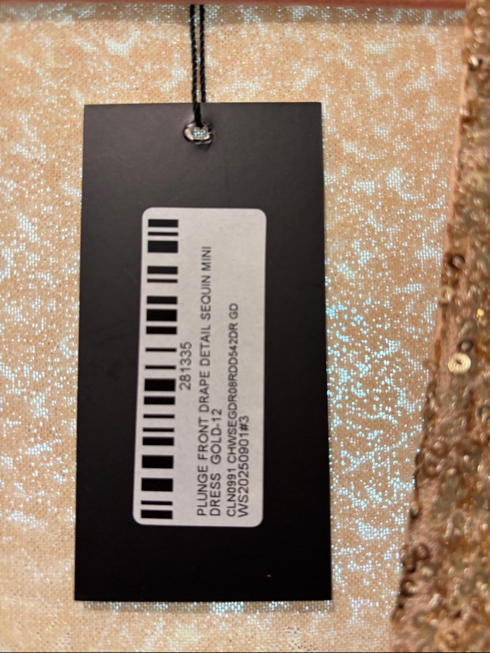 Gold Sequin Long-Sleeve V-Neck Party Dress - Picture 6 of 6